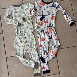 Burt's Bees Dinosaur Print Kids Pajama Set Bundle- Gray/Green and Multicolor